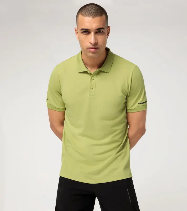 PORSCHE DESIGN Men's Polo Shirt Tričko s límečkem a knoflíčky limetkově zelená