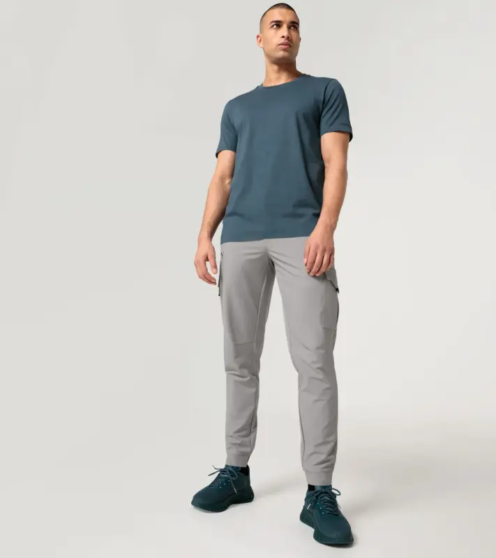PORSCHE DESIGN Essential T-shirt Tričko sportovní s kulatým výstřihem a logem petrolejově zelenomodrá