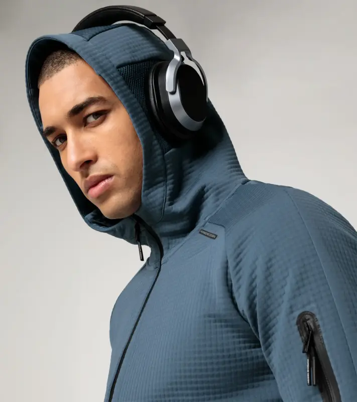 PORSCHE DESIGN Hooded sweat jacket  Mikina s kapucí funkční modrošedá
