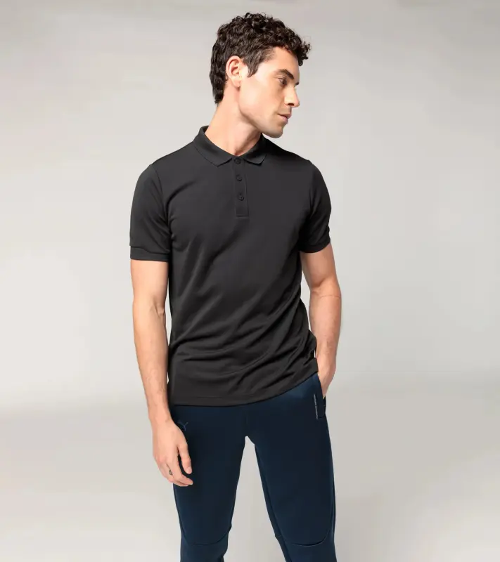 PORSCHE DESIGN Men's Polo Shirt Polokošile tričko s límečkem a knoflíčky černá