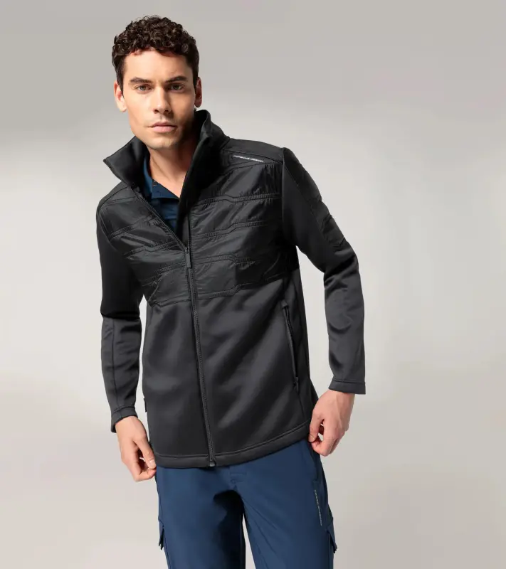 PORSCHE DESIGN Hybrid jacket Volnočasová bunda se stylovým vrstevním a vysokým límcem černá