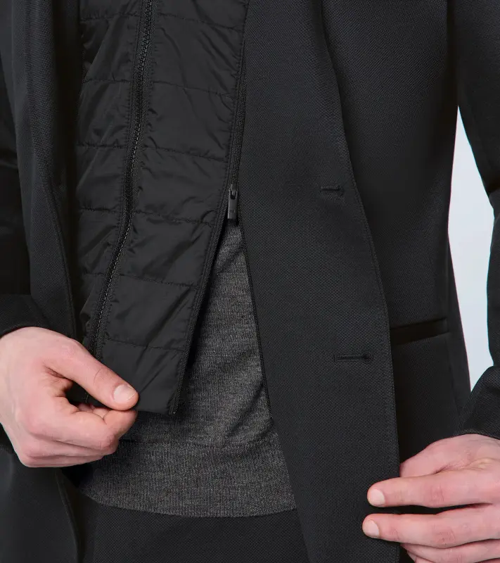 PORSCHE DESIGN Travel blazer Sako elegantní volnočasové všestranné s odnímatelnou vložkou a žakárovou podšívkou černá