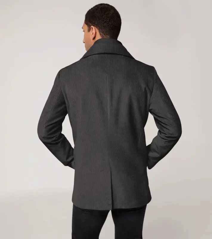 PORSCHE DESIGN Hybrid pea coat Kabát dvouřadý krátký s kombinací materiálů a žakárovou podšívkou antracitová šedá
