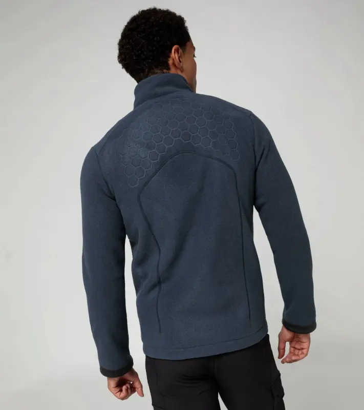 PORSCHE DESIGN Fleece midlayer jacket Bunda mikina flísová na zip s reliéfním vzorem hexagon tmavě modrá