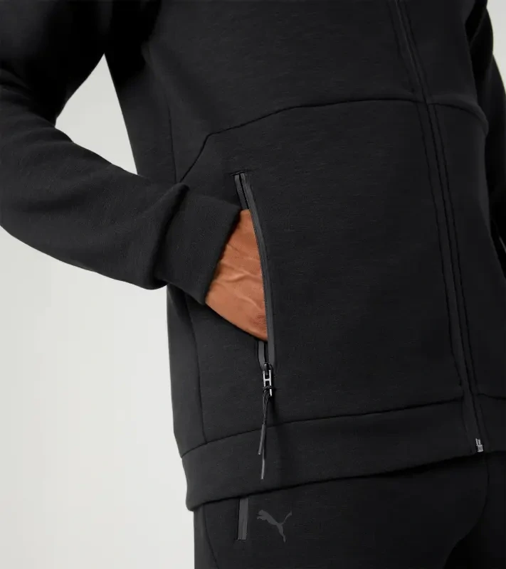PORSCHE DESIGN Hooded Sweat Jacket Mikina na zip s kapucí decentními logy černá