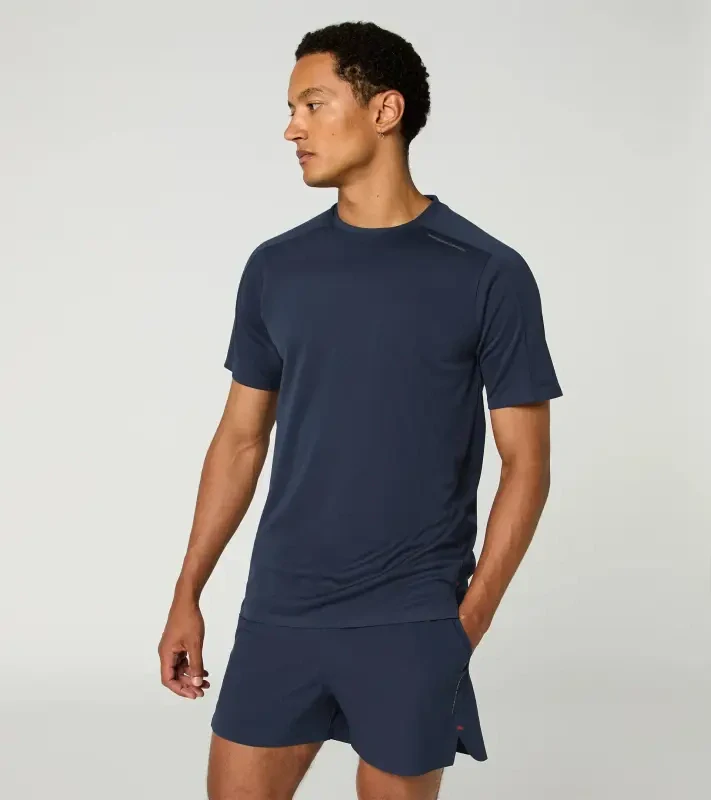 PORSCHE DESIGN Sport-Tex Jacquard T-Shirt Tričko žakárové s kulatým výstřihem tmavě modrá