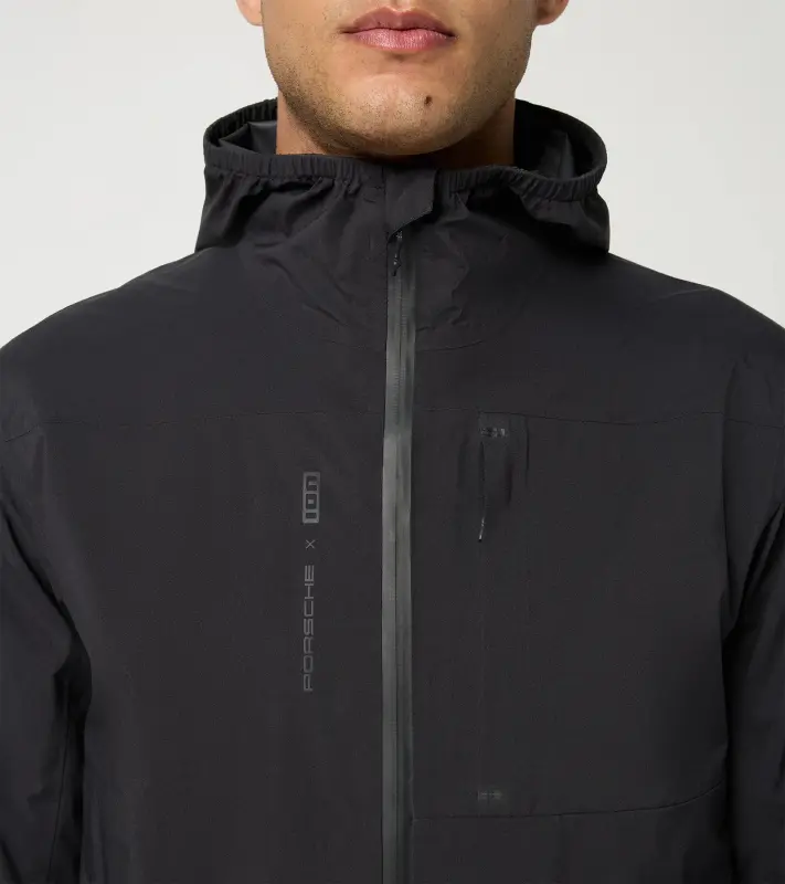 PORSCHE Rain Jacket Unisex Bunda cyklistická sportovní nepromokavá včetně zipů a kapes černá