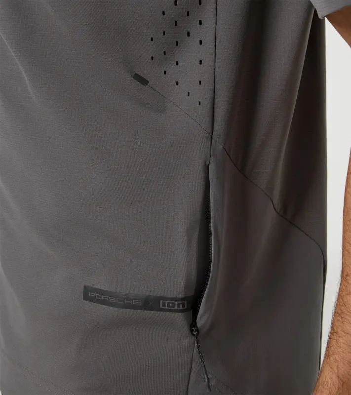 PORSCHE Bike shirt Unisex Tričko cyklistické sportovní funkční s potiskem a logem antracitová šedá