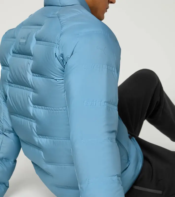 PORSCHE DESIGN Lightweight Padded Jacket Bunda prošívaná funkční do jarního nebo podzimního počasí světle modrá
