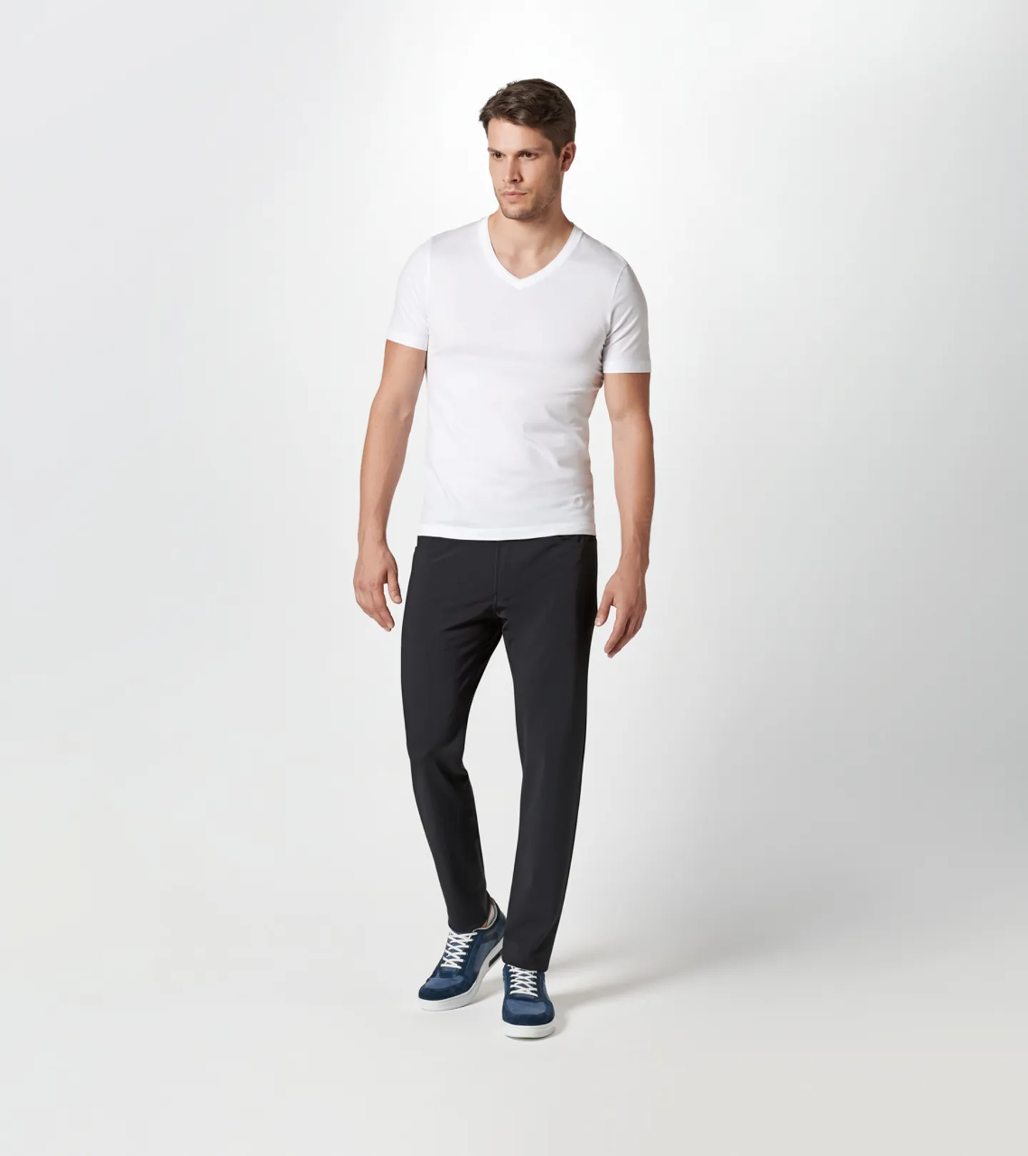 PORSCHE DESIGN V-neck T-shirt Tričko bavlněné s výstřihem do V černá, bílá, námořní modrá