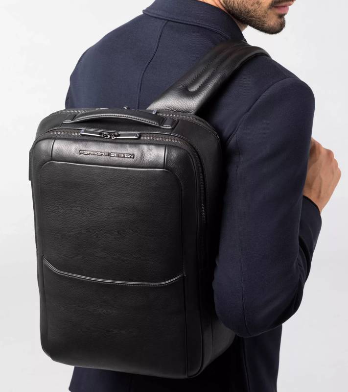 PORSCHE DESIGN Roadster Leather Backpack S1 Kožený tenký business batoh černá