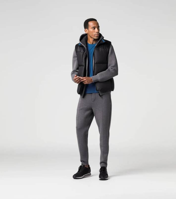 PORSCHE DESIGN Horizontal Padded Vest Vesta zimní prošívaná ke krku s kapucí černá