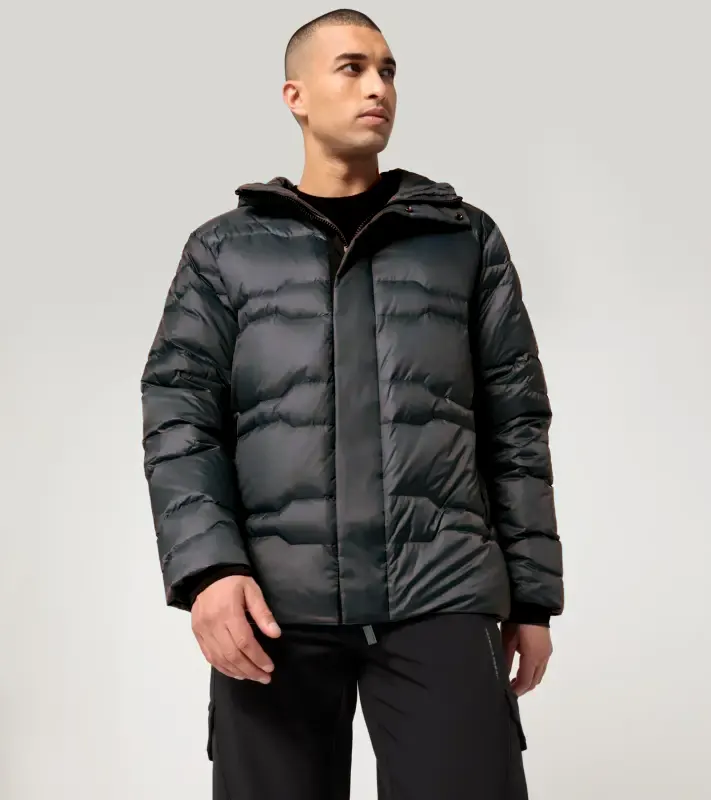 PORSCHE DESIGN Padded Jacket Bunda odlehčená prošívaná s kapucí černá
