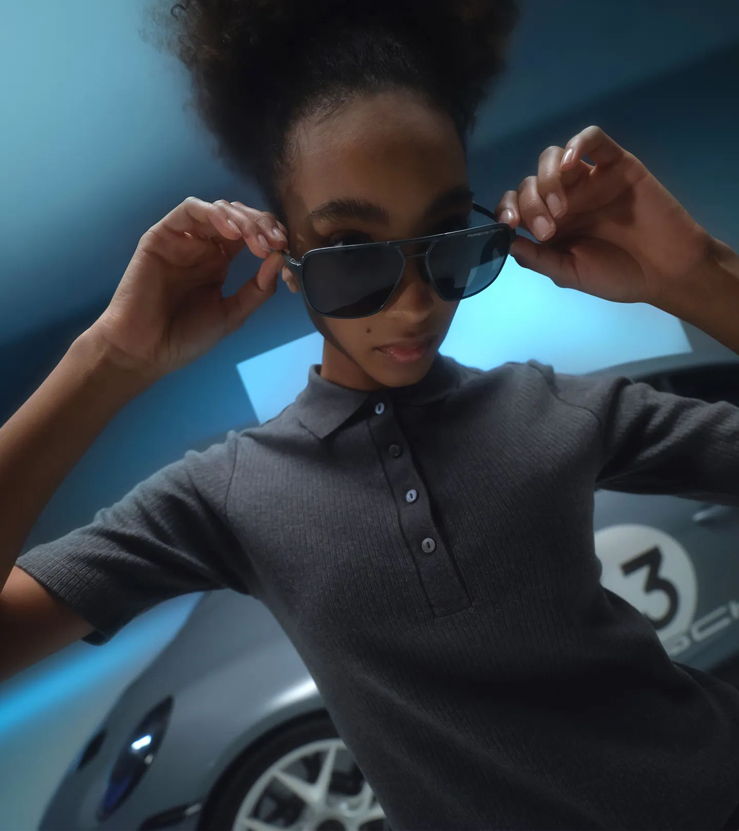 PORSCHE DESIGN Women's polo shirt 60Y Porsche 911 Tričko dámské s límečkem a knoflíky šedá