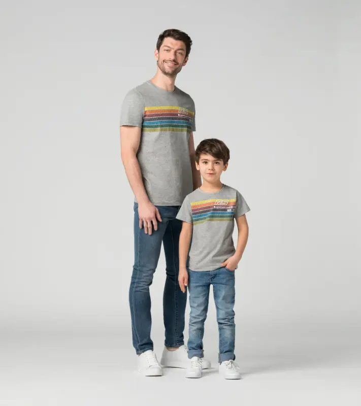 PORSCHE T-shirt RS 2.7 Tričko dětské s kulatým výstřihem šedá s pruhy