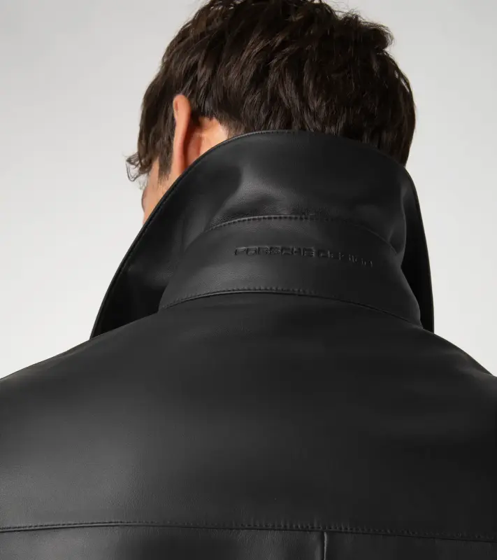 PORSCHE DESIGN Cabrio leather jacket Bunda kožená s odnímatelným límcem černá