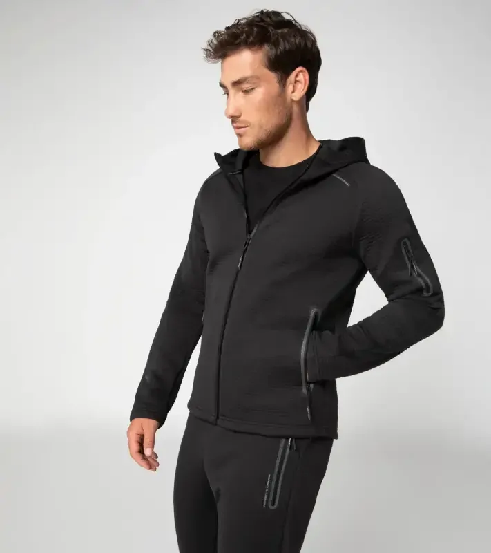PORSCHE DESIGN Hooded sweat jacket Bunda Mikina pro volný čas na zip s kapucí černá