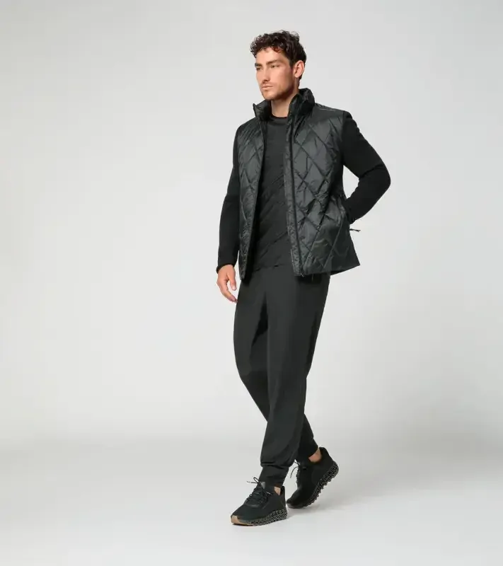 PORSCHE DESIGN Hybrid jacket Bunda prošívaná s pletenými rukávy a kapucí černá