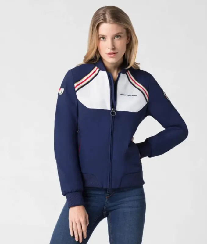 PORSCHE Women's jacket Racing Bunda sportovní volnočasová dámská s náplety závodní modrá