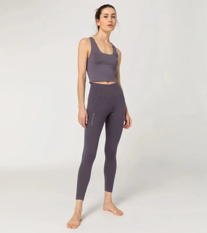 PORSCHE Women's Crop Tank Top Yoga Capsule Collection Tílko dámské krátké volnočasové fitness yoga levandulová provensálská