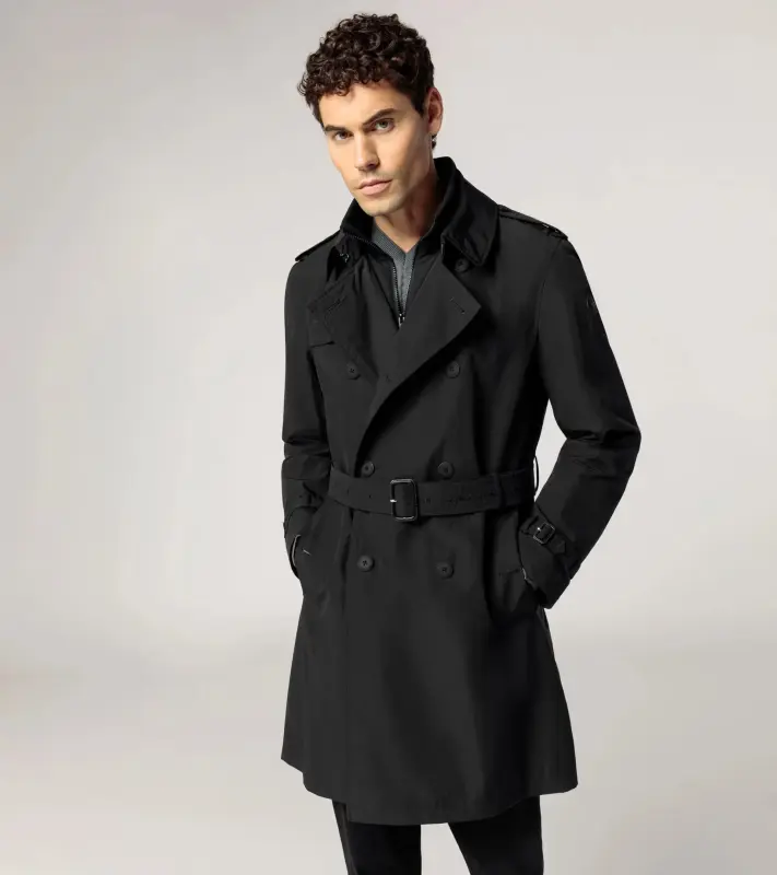 PORSCHE DESIGN Hybrid Trench Coat Trenčkot kabát pro chladnější počasí černá