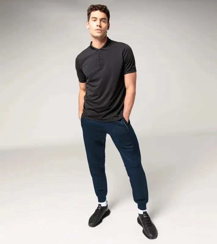 PORSCHE DESIGN Men's Polo Shirt Polokošile tričko s límečkem a knoflíčky černá