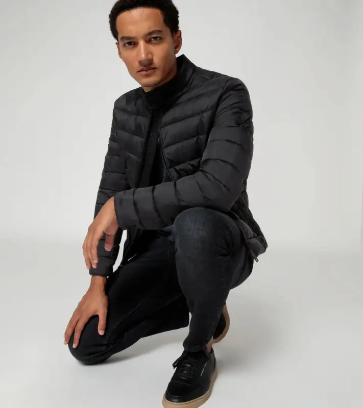 PORSCHE DESIGN Lightweight puffer jacket  Bunda prošívaná odlehčená klasického střihu černá