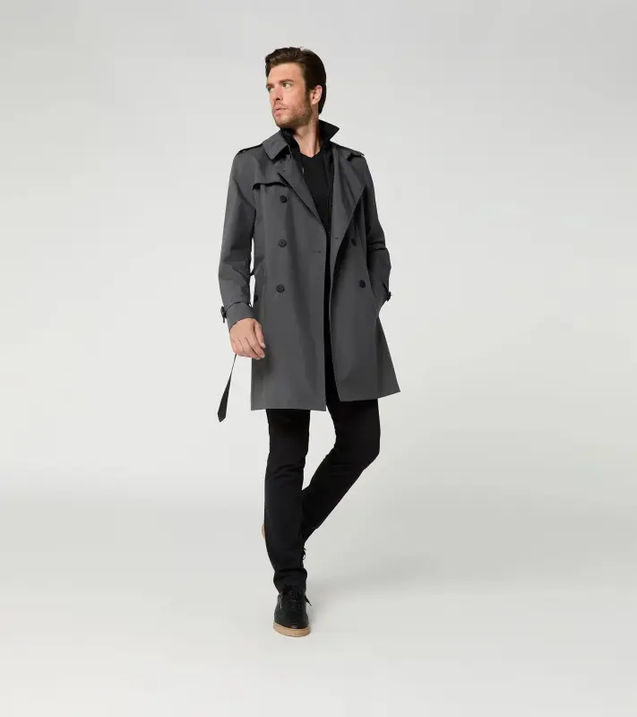 PORSCHE DESIGN Trench Coat Trenčkot kabát pro chladnější počasí s odnímatelnou vsadkou šedá