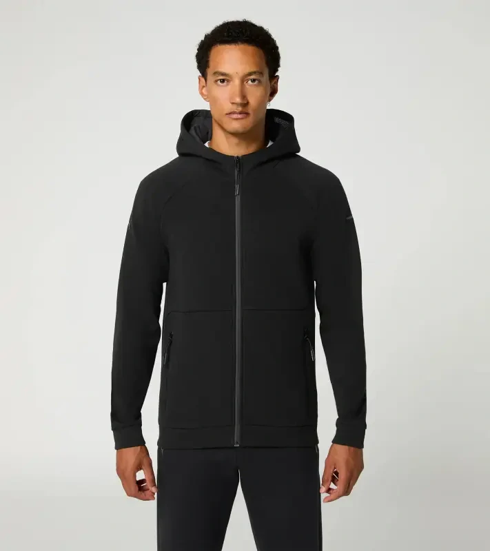 PORSCHE DESIGN Hooded Sweat Jacket Mikina na zip s kapucí decentními logy černá