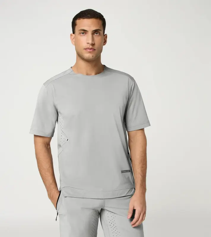 PORSCHE Bike shirt Unisex Tričko cyklistické sportovní funkční s potiskem a logem světle šedá