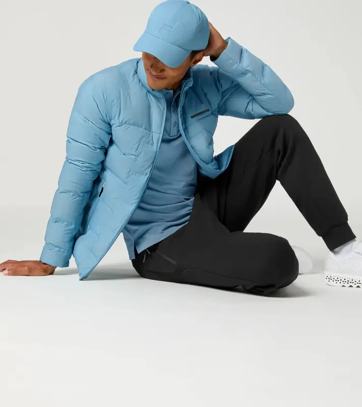 PORSCHE DESIGN Lightweight Padded Jacket Bunda prošívaná funkční do jarního nebo podzimního počasí světle modrá