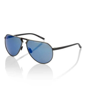 PORSCHE DESIGN Sunglasses P´8938 Hexagon Sluneční brýle šedočerné se skly v tmavě modré a zrcadlové