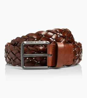 PORSCHE DESIGN Casual Braided Pin Buckle Belt Ležérní pásek pletený kožený světle hnědý šířka 4 cm