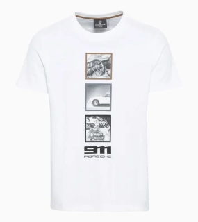 PORSCHE DESIGN Unisex T-shirt 60Y Porsche 911 Tričko s kulatým výstřihem a potiskem bílá