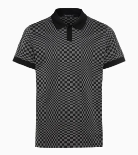 PORSCHE DESIGN Seasonal Polo T-shirt Tričko s límečkem žakárové bavlněné černošedá kostka
