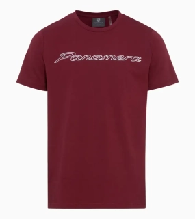 PORSCHE Panamera unisex T-shirt Tričko s kulatým výstřihem červená bordó