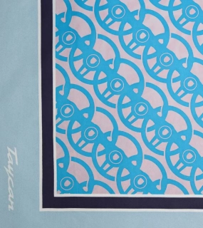 PORSCHE Silk scarf Hedvábný šátek, modrý vzor