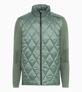 PORSCHE DESIGN Hybrid jacket Bunda prošívaná s pletenými rukávy a kapucí eukalyptová zelená