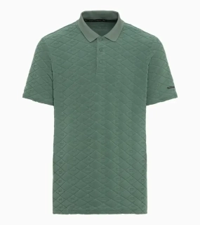 PORSCHE DESIGN Summer polo Polokošile tričko s límečkem a knoflíky s reliéfním vzorem eukalyptová zelená