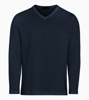 PORSCHE DESIGN Long-sleeve V-neck T-shirt Tričko s dlouhým rukávem a výstřihem do V námořní modrá
