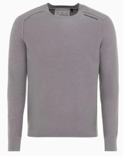 PORSCHE DESIGN Wool Crew Neck Sweater Svetr ke krku z merina s logem šedá
