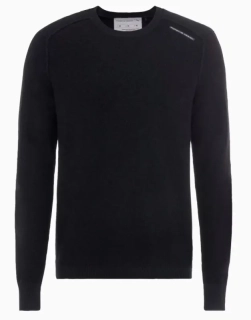 PORSCHE DESIGN Wool Crew Neck Sweater Svetr ke krku z merina s logem černá