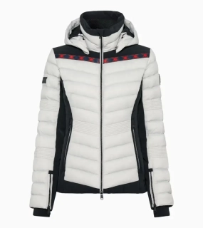 PORSCHE HEAD Women's Ski Jacket Turbo No. 1 Bunda lyžařská dámská s odnímatelnou kapucí alpská bílá s kostkovanými motivy