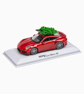 PORSCHE 911 Turbo S with Christmas tree Model 1:43 s vánočním stromečkem karmínová červená