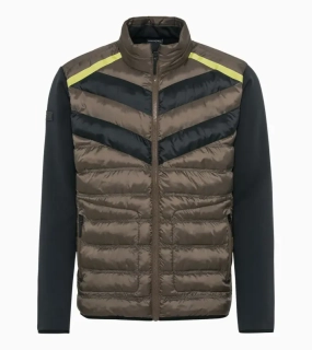 PORSCHE HEAD Midlayer Jacket Turbo Mikina střední vrstva sportovní lyžařská se stojáčkem hnědočerná se žlutými motivy a dvou materiálů