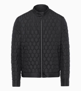 PORSCHE DESIGN Lightweight Jacket Bunda prošívaná odlehčená na zip s šestiúhelníkovým vzorem černá