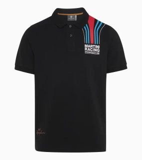 PORSCHE Polo Shirt MARTINI RACING® Polokošile Tričko s límečkem a knoflíky černá