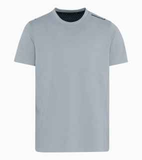 PORSCHE DESIGN Hexagon graphene T-shirt Tričko volnočasové sportovní s kulatým výstřihem logem a šestihranným vzorem světle šedá