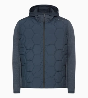 PORSCHE DESIGN Hybrid jacket Bunda prošívaná se vzorem hexagon s pletenými rukávy tmavě modrá