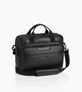 PORSCHE DESIGN Roadster Leather Briefcase Taška aktovka přes rameno kožená s přihrádkou na notebook 15.6" s vnitřním organizérem černá